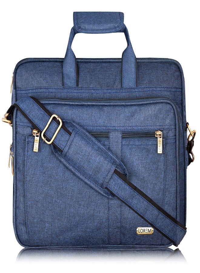 Lorem Blue Color Linen 28L Laptop Messenger Bag For Men BG64 - Image 1